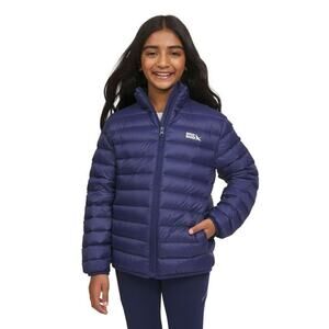 Eddie Bauer youth down packable jacket down navy blue quilted sz 6/7 new $120
